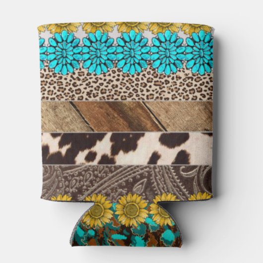 ウエスタン女性のカーボーイ昇華フェイクレザーパターン 缶クーラー (裏面)