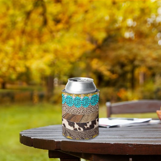 ウエスタン女性のカーボーイ昇華フェイクレザーパターン 缶クーラー