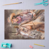 ウエスタン女性のカーボーイ水の色のデコページ 薄葉紙 (クラフト)