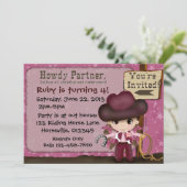 ウエスタン女性のカーボーイ誕生日招待状 招待状 (スタンド正面)