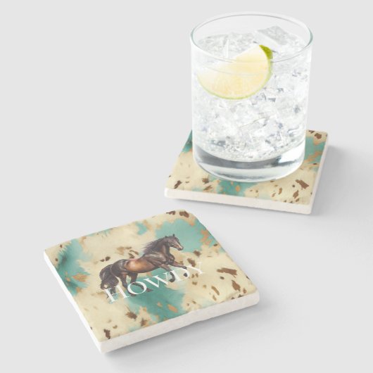 ウエスタン女性のカーボーイ ストーンコースター (横)