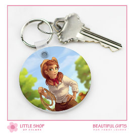 ウエスタン女性のカーボーイ モノグラムの キーホルダー