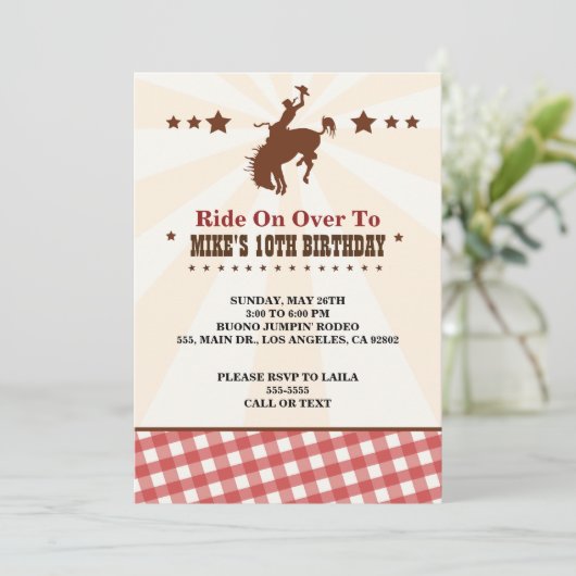 ウエスタン招待状子供の誕生日パーティー 招待状 (スタンド正面)