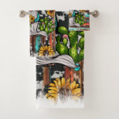 ウエスタン格言ひまわりターコイズストーンズ バスタオルセット (インサイチュ)