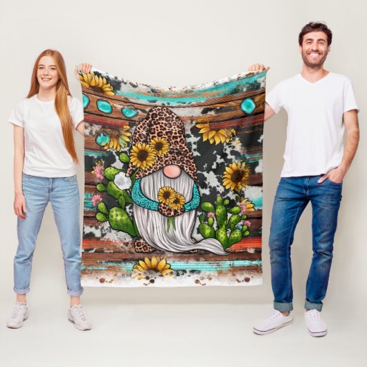 ウエスタン格言ひまわりターコイズストーンズ フリースブランケット (インサイチュ)