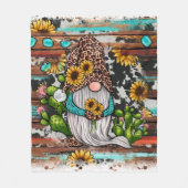 ウエスタン格言ひまわりターコイズストーンズ フリースブランケット (正面)