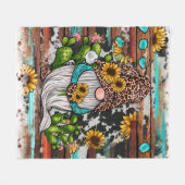 ウエスタン格言ひまわりターコイズストーンズ フリースブランケット (正面(横))