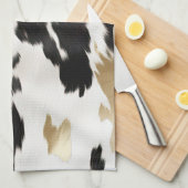 ウエスタン白黒グラム金ゴールドコウィド キッチンタオル (四つ折り)