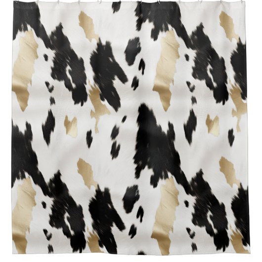 ウエスタン白黒グラム金ゴールドコウィド シャワーカーテン (正面)