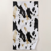 ウエスタン白黒グラム金ゴールドコウィド ビーチタオル (正面)