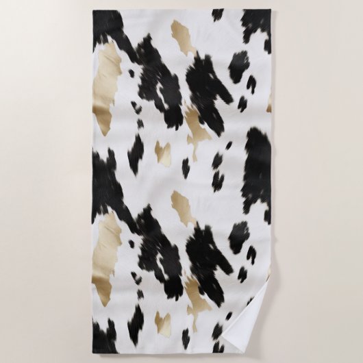 ウエスタン白黒グラム金ゴールドコウィド ビーチタオル (正面)