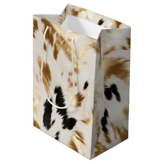 ウエスタン白黒金ゴールド牛飼 ミディアムペーパーバッグ (裏面アングル)