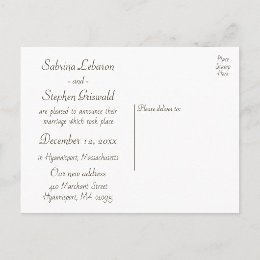 ウエスタン素朴たった今結婚しました結婚ズホースカントリー 案内ポストカード (裏面)