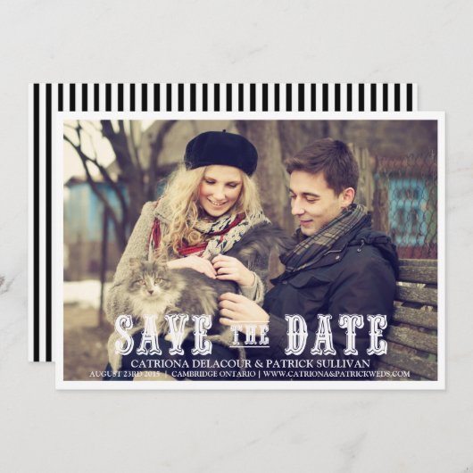 ウエスタン素朴スクリプトセーブ・ザ・デート案内 招待状 (正面/裏面)