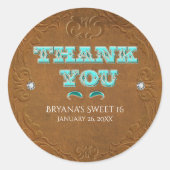 ウエスタン素朴ブラウンフェイクレザーありがとう ラウンドシール (正面)