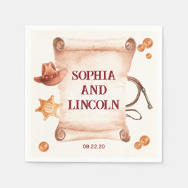 ウエスタン素朴ブラウン結婚ズ スタンダードカクテルナプキン