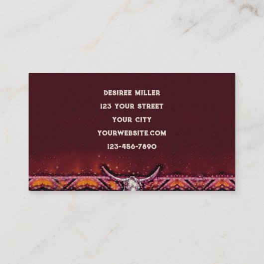 ウエスタン素朴ブルカウズスカルピンクトライバルカントリー 名刺 (裏面)