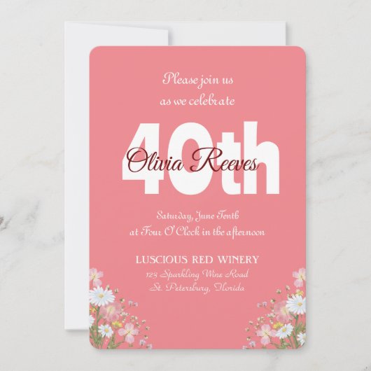 ウエスタン素朴ワイルドフラワーパーソナライズされた誕生日 招待状 (正面)