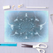 ウエスタン素朴ヴィンテージブルーテクスチャブルスカル 薄葉紙 (クラフト)