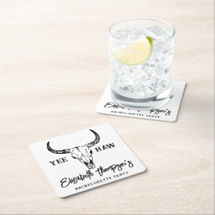 ウエスタン結婚ズパーソナライズされたバチェロレッテ スクエアペーパーコースター