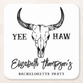 ウエスタン結婚ズパーソナライズされたバチェロレッテ スクエアペーパーコースター (正面)