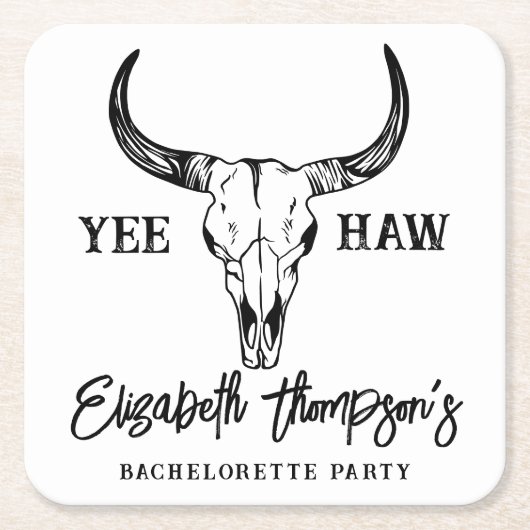 ウエスタン結婚ズパーソナライズされたバチェロレッテ スクエアペーパーコースター (正面)