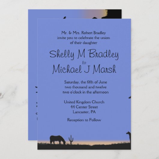 ウエスタン結婚式招待状 招待状 (正面/裏面)