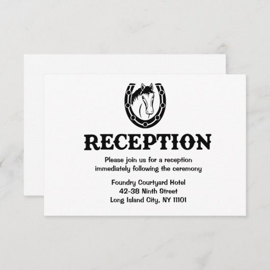 ウエスタン結婚式案内 黒馬 招待状 (正面/裏面)