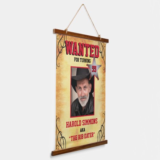 ウエスタン誕生日指名手配ポスター 吊り下げ型タペストリー (傾斜あり)