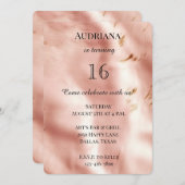 ウエスタン赤面ピンクコフェイクウィド誕生日 招待状 (正面/裏面)