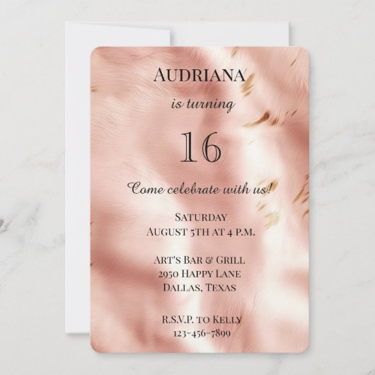 ウエスタン赤面ピンクコフェイクウィド誕生日 招待状 (正面)