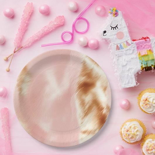 ウエスタン赤面ピンクブラウンコウィド ペーパープレート (パーティー)