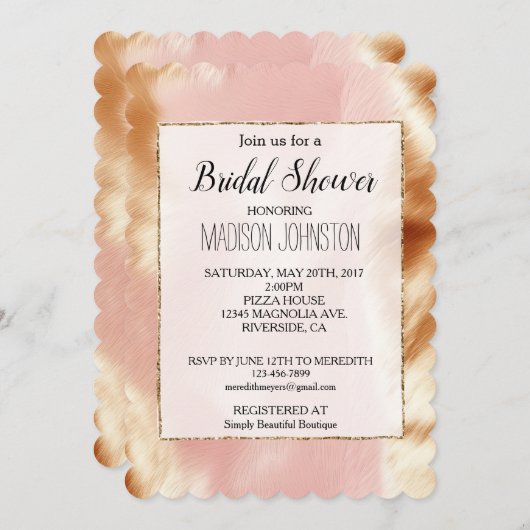 ウエスタン赤面ピンクブラウンコウィド 招待状 (正面/裏面)