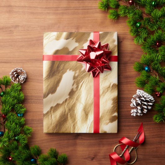 ウエスタン金ゴールドクリームコウィド ラッピングペーパー (クリスマスギフト)