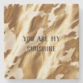 ウエスタン金ゴールドホワイトクリームコウィド ストーンコースター (正面)