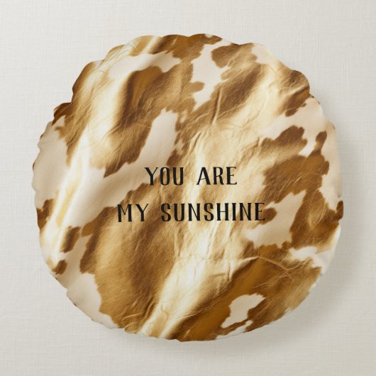 ウエスタン金ゴールドホワイトクリームコウィド ラウンドクッション (正面)