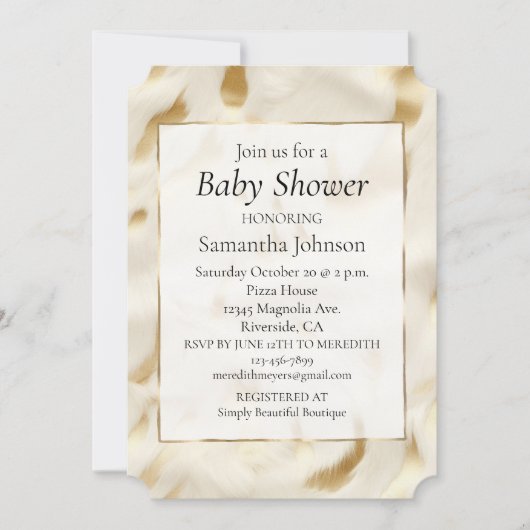 ウエスタン金ゴールドホワイトクリームコウィド 招待状 (正面)