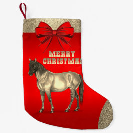 ウエスタン金ゴールドホースオンレッド スモールクリスマスストッキング