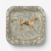 ウエスタン金ゴールドホースベルトバックル ペーパープレート (正面)