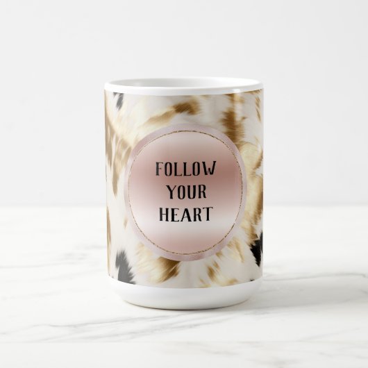 ウエスタン金ゴールド白黒クリームコウィド コーヒーマグカップ (中央)