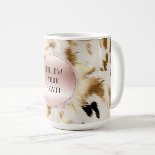 ウエスタン金ゴールド白黒クリームコウィド コーヒーマグカップ (正面右)