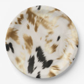ウエスタン金ゴールド白黒クリームコウィド ペーパープレート (正面)