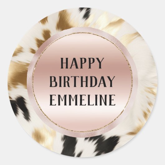 ウエスタン金ゴールド白黒クリームコウィド ラウンドシール (正面)