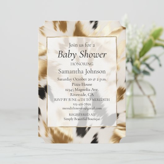 ウエスタン金ゴールド白黒クリームコウィド 招待状 (スタンド正面)