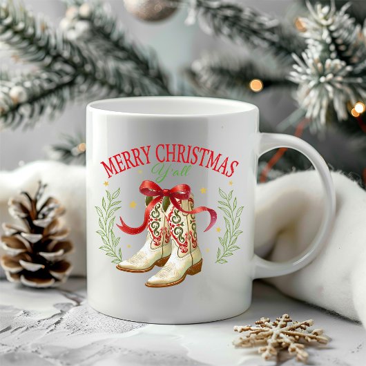 ウエスタン・クリスマス・カウボーイブーツ コーヒーマグカップ