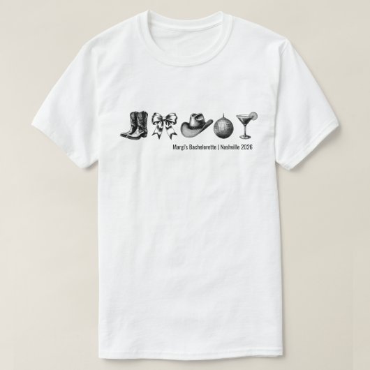 ウエスタン・ディスコ・バチェラー・パーティー Tシャツ (デザイン正面)