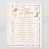 ウエスタン ブライダルシャワー ワシらが選ぶゲーム カード (正面)