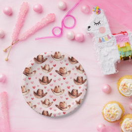 ウエスタン ブラウン ピンク カウガール ハット ハート 誕生日 ペーパープレート