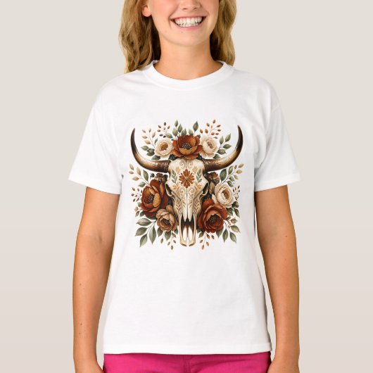 ウエスタン・ブル・スカル Tシャツ (正面)