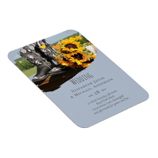 ウエスタン・ブーツ・素朴サンフ結婚ラワーズ マグネット (右側)